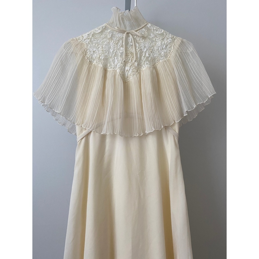 Vintage Ethereal Fairy Prairie Babydoll Edwardian Wedding Dress Cream - Picture 2 of 6